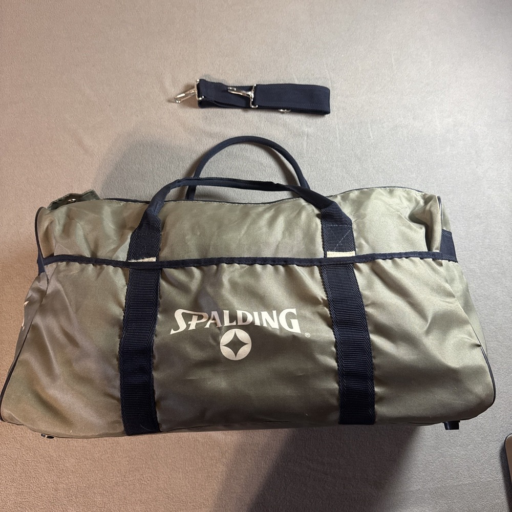 Vintage Spalding Duffel Bag Olive Green Gym Travel Sports Bag/Made in Korea
